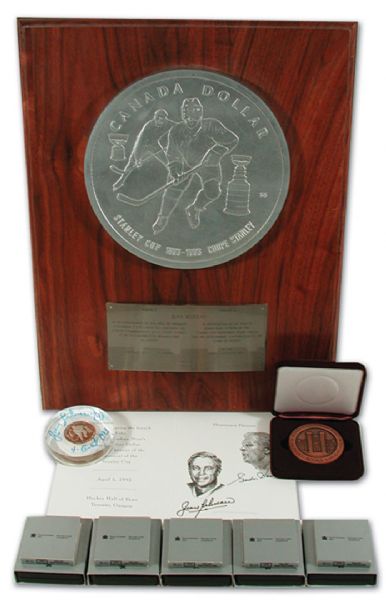 Jean Beliveaus 1993 Stanley Cup Centennial Silver Dollar Memorabilia Collection