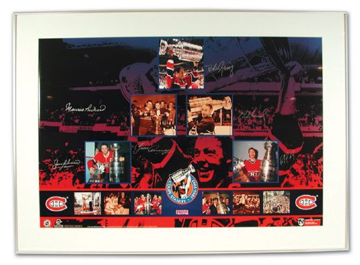 Limited Edition Montreal Canadiens Autographed Stanley Cup Centennial Framed Display (42" x 30")