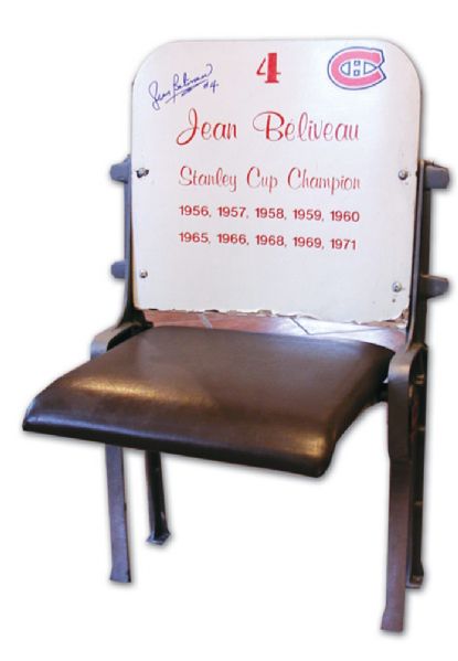 White Montreal Forum Seat Autographed by Jean Beliveau