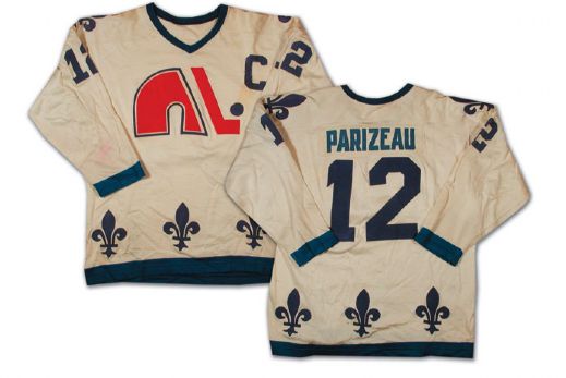 Michel Parizeaus 1975-76 WHA Quebec Nordiques Game Worn Jersey