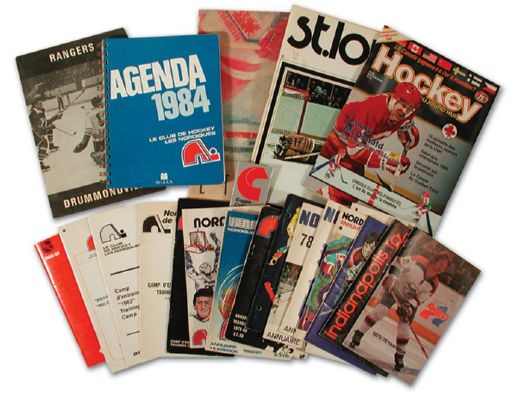 Michel Parizeaus Contract, Media Guide and Puck Collection