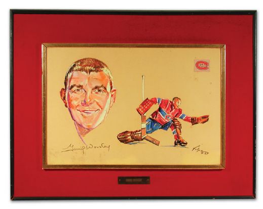 Original 1960s Framed Artwork of Gump Worsley Used for Steinberg Glasses (31" x 23")