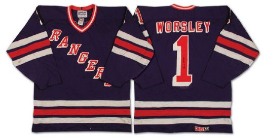 Gump Worsleys Autographed Game Worn New York Rangers Oldtimers Jersey
