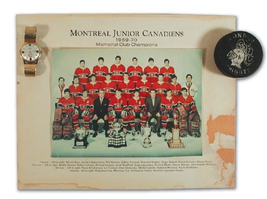 Robert Guindons Montreal Jr. Canadiens Championship Watch & Team Photo