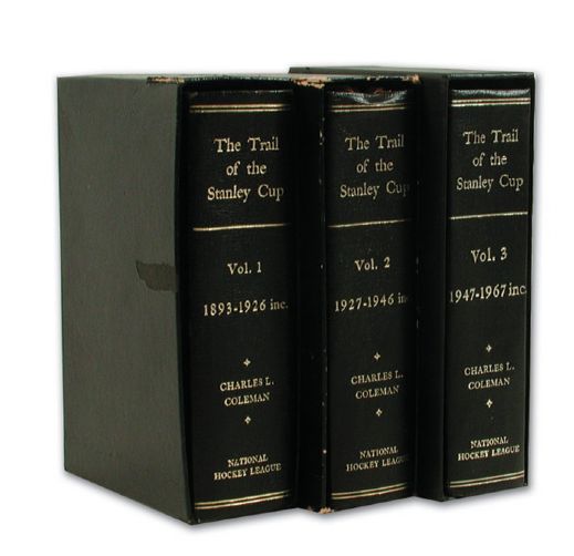 Complete Leather Bound Set of "The Trail of the Stanley Cup" Presented to Brian McFarlane
