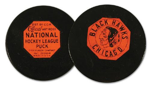 Chicago Black Hawks "Original Six" Art Ross Tyer Game Puck