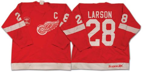 Reed Larsons Early 1980s Detroit Red Wings Game Worn Jersey