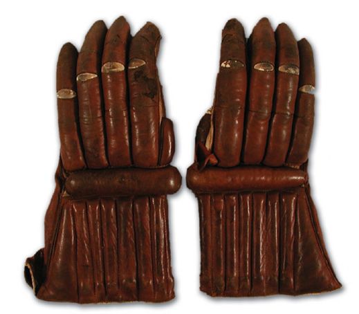 Superb Pair of Circa 1910 "Voucher Style" Hockey Gloves