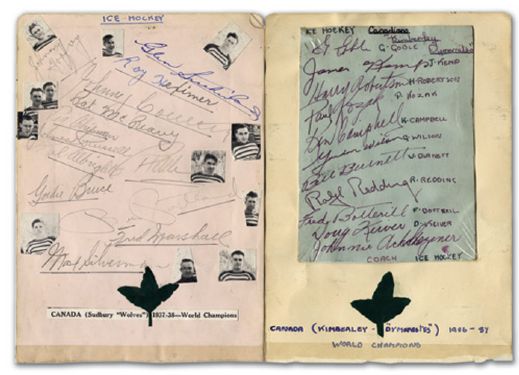1930s World Champion Team Signed Autograph Page Collection of 3