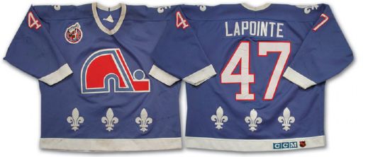 Claude Lapointes 1992-93 Quebec Nordiques Game Worn Jersey
