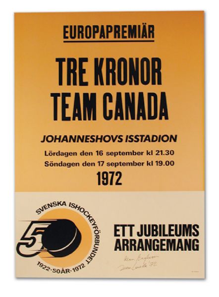 Rare 1972 Team Canada vs. Sweden Advertising Display & Flag