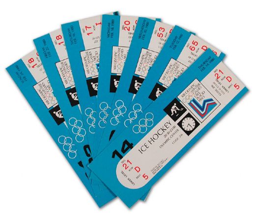 Full Set of 1980 "Miracle On Ice" Olympic Hockey Tickets (7)