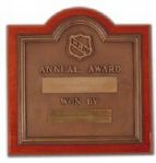 1958-59 Vezina Trophy Plaque Presented to Jacques Plante