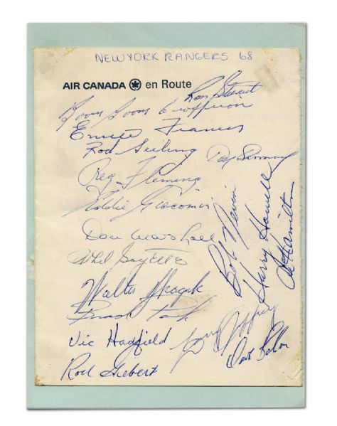 1968-69 New York Rangers Team Signed Page
