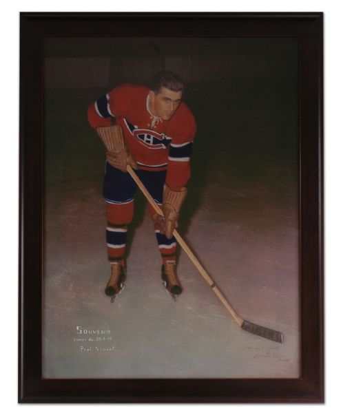 Exceptional Huge 1944 Maurice Richard Color Framed Picture (36" x 46")