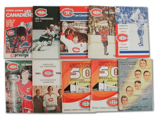 Montreal Canadiens Media Guide Collection of 9 W/ First One