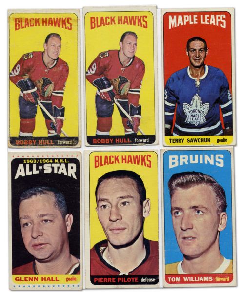 1964-65 Topps Tallboy Lot of 34 Including Hull, Sawchuk & Pilote SP