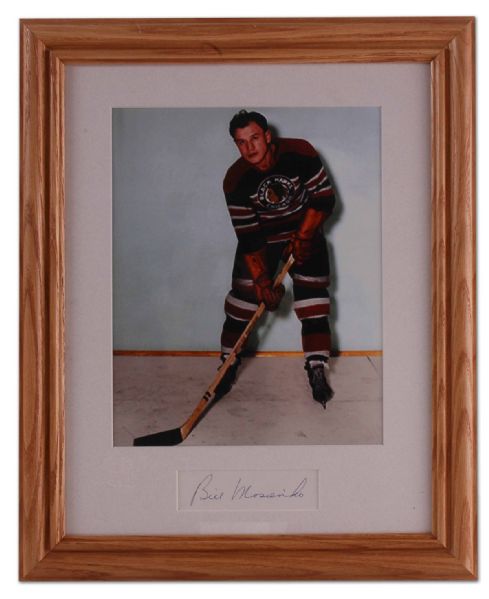 Bill Mosienko Photograph and Autograph Framed Display (13” x 16”)