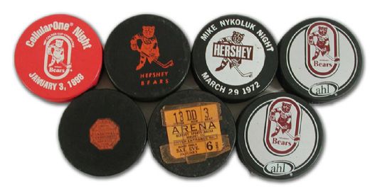 Vintage & Hershey Bears Puck Collection of 7