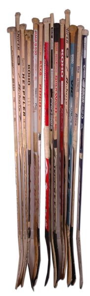 1990’s Collection of 14 Masked Marvels Game Used Sticks With Stars