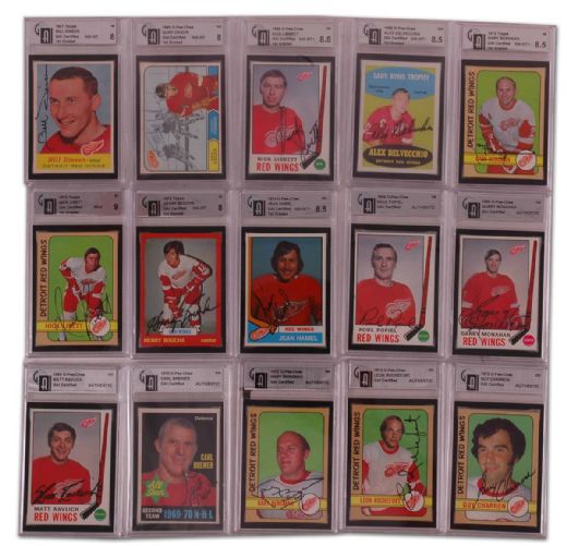 1960’s & ‘70s Detroit Red Wings Certified/Graded Autographed Card Collection of 31