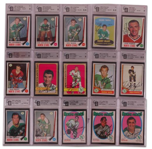 1970’s Minnesota North Stars Certified/Graded Autographed Card Collection of 34