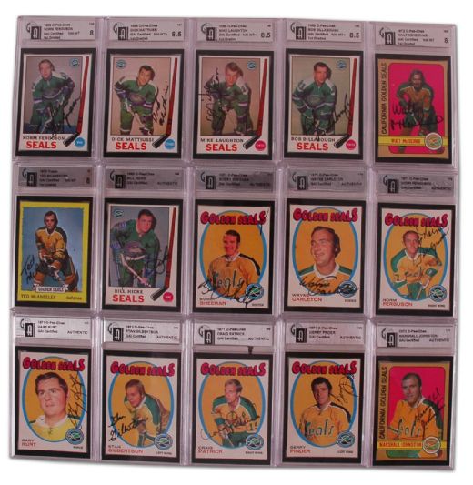 1970’s California Golden Seals Certified/Graded Autographed Card Collection of 26