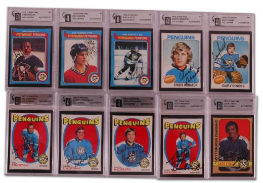 1970’s Pittsburgh Penguins Certified/Graded Autographed Card Collection of 13