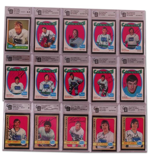 1970’s Vancouver Canucks Certified/Graded Autographed Card Collection of 30