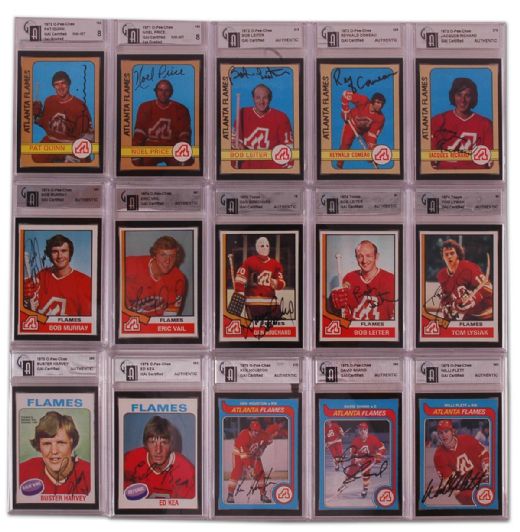 1970’s Atlanta Flames Certified/Graded Autographed Card Collection of 15