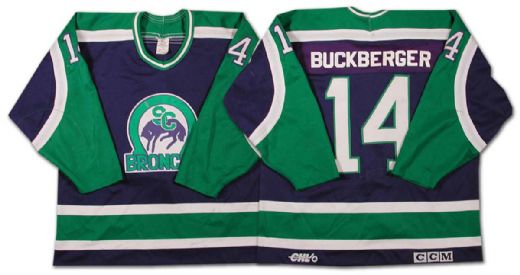 1990’s WHL Swift Current Broncos Ashley Buckberger Game Worn Jersey
