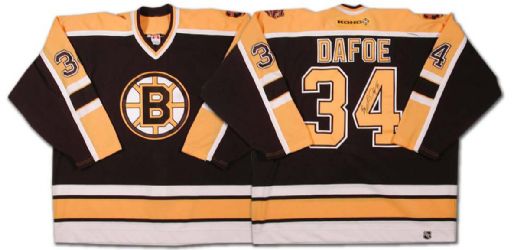 Autographed Boston Bruins Byron Dafoe Game Jersey