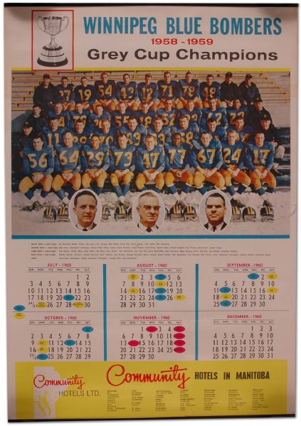 1960’s Winnipeg Blue Bombers Calendar Collection of 5