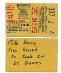 Ticket Stub From Mike Bossy’s 50th Goal in 50 Games!