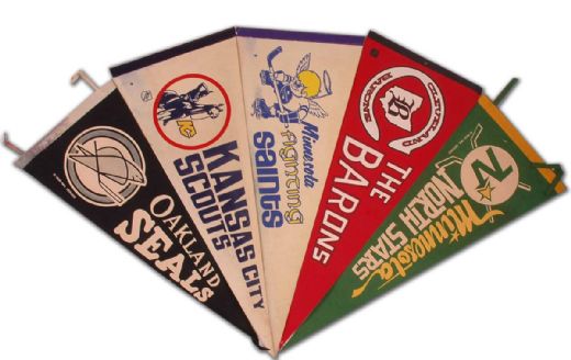 Older Hockey Pennant Collection of 25 with Bonuses++