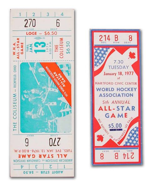 1976 & 1977 WHA All-Star Game Full Tickets