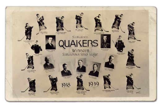 1938-39 Saskatoon Quakers Real Photo Team Postcard