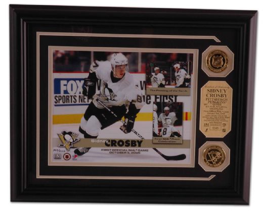 Sidney Crosby Limited Edition Commemorative First NHL Game & Point Framed Display (13” x 16”)