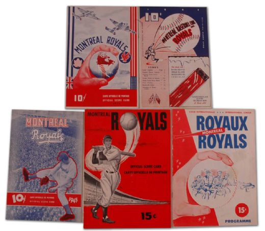 1940’s & ‘50s Montreal Royals Program Collection of 5 with Lasorda Autograph