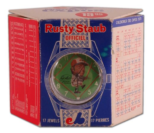 1971 Rusty Staub Montreal Expos Watch MIB with Autographed Box