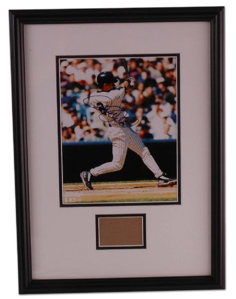 Derek Jeter Autographed Framed Photo Display (14” x 19”)