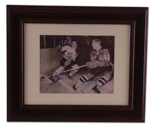 Bobby Hull & Henri Richard Autographed Framed Action Photo (15” x 18”)