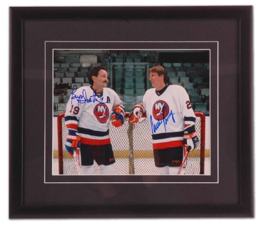 Mike Bossy & Bryan Trottier Autographed Framed Photo Display (14” x 16”)