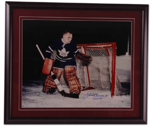 Johnny Bower Autographed Framed Photo Display (22” x 26”)