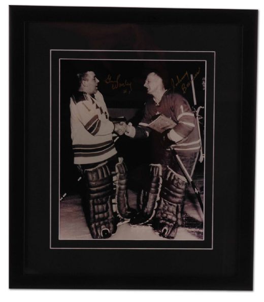 Gump Worsley & Johnny Bower Autographed Framed Photo Display (14” x 16”)