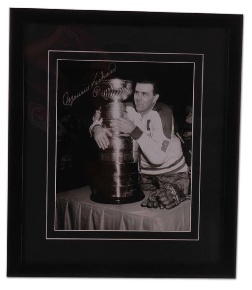 Autographed Maurice Richard with Stanley Cup Framed Photo (14” x 16”)