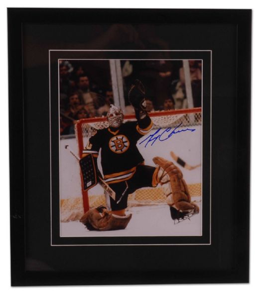 Gerry Cheevers Autographed Framed Photo Display (14” x 16”)