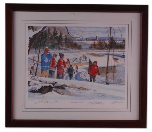  Limited Edition Framed Lithograph Autographed by Bower, Beliveau & Hull (20” x 23”)
