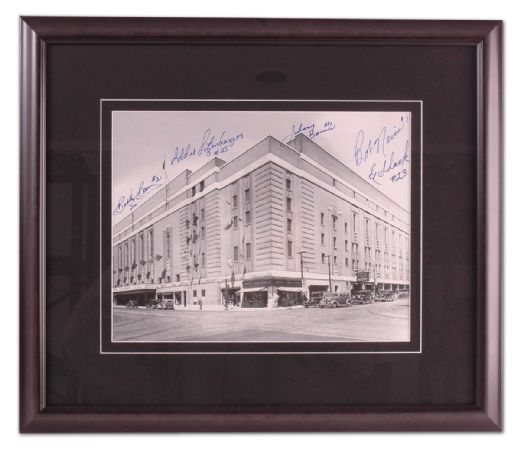 Framed Maple Leaf Gardens Photo Autographed by 5 Hall-of-Famers (18” x 21”)