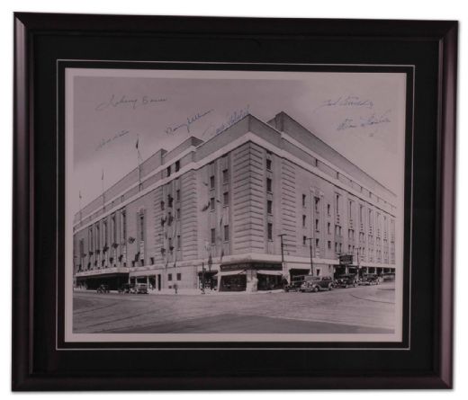 Framed Maple Leaf Gardens Photo Autographed by 6 Hall-of-Famers (22” x 26”)